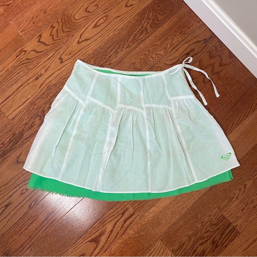 Roxy green & white mini skirt